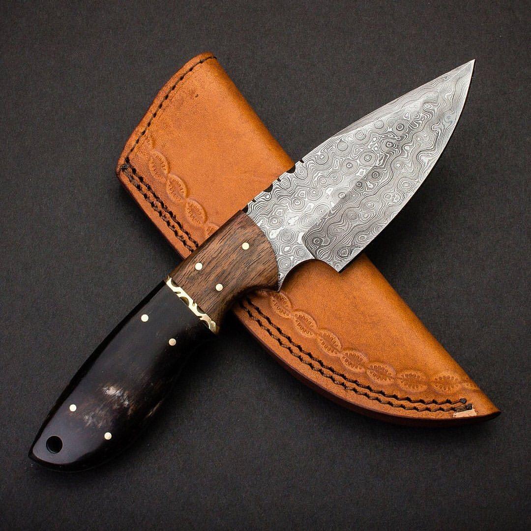 Fixed Blade Handmade Damascus Steel Knife With Bone Handle & Real Leat – El  Matador Knives