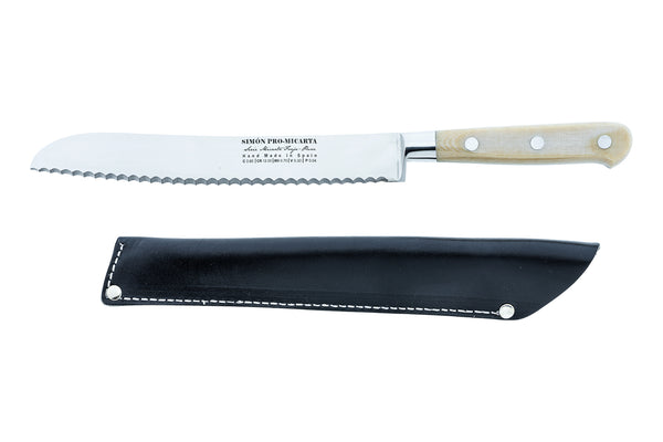 Simón PRO Micarta Bread Knife 8" — Leather Sheath Included