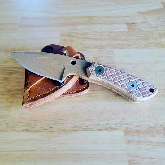 Fixed Blade Handmade Damascus Steel Knife With Bone Handle & Real Leat – El  Matador Knives