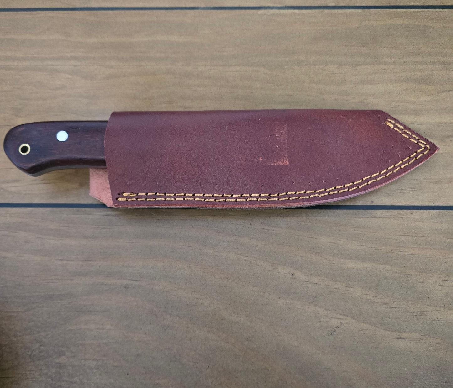 Fixed Blade Handmade 1095 Steel Knife with rose wood Handle & Real leather Knife Sheath.